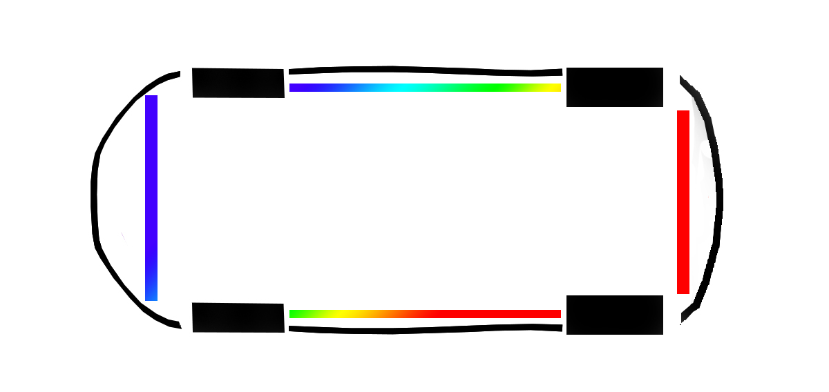 Diagram of a 4 strip addressable underglow kit