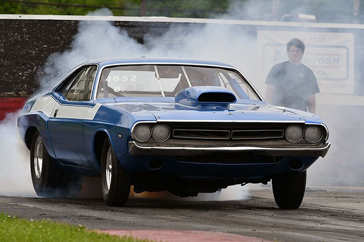 Dodge Charger drag racing car with staggered wheels