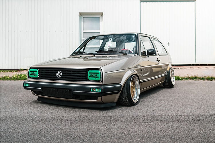VW Golf Mk2 with staggered wider rear wheels