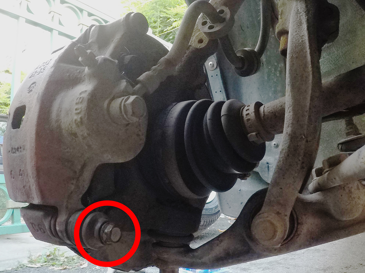 Caliper Bolt on Honda Civic EF, CRX & Shuttle that needs to be undone to replace brake pads